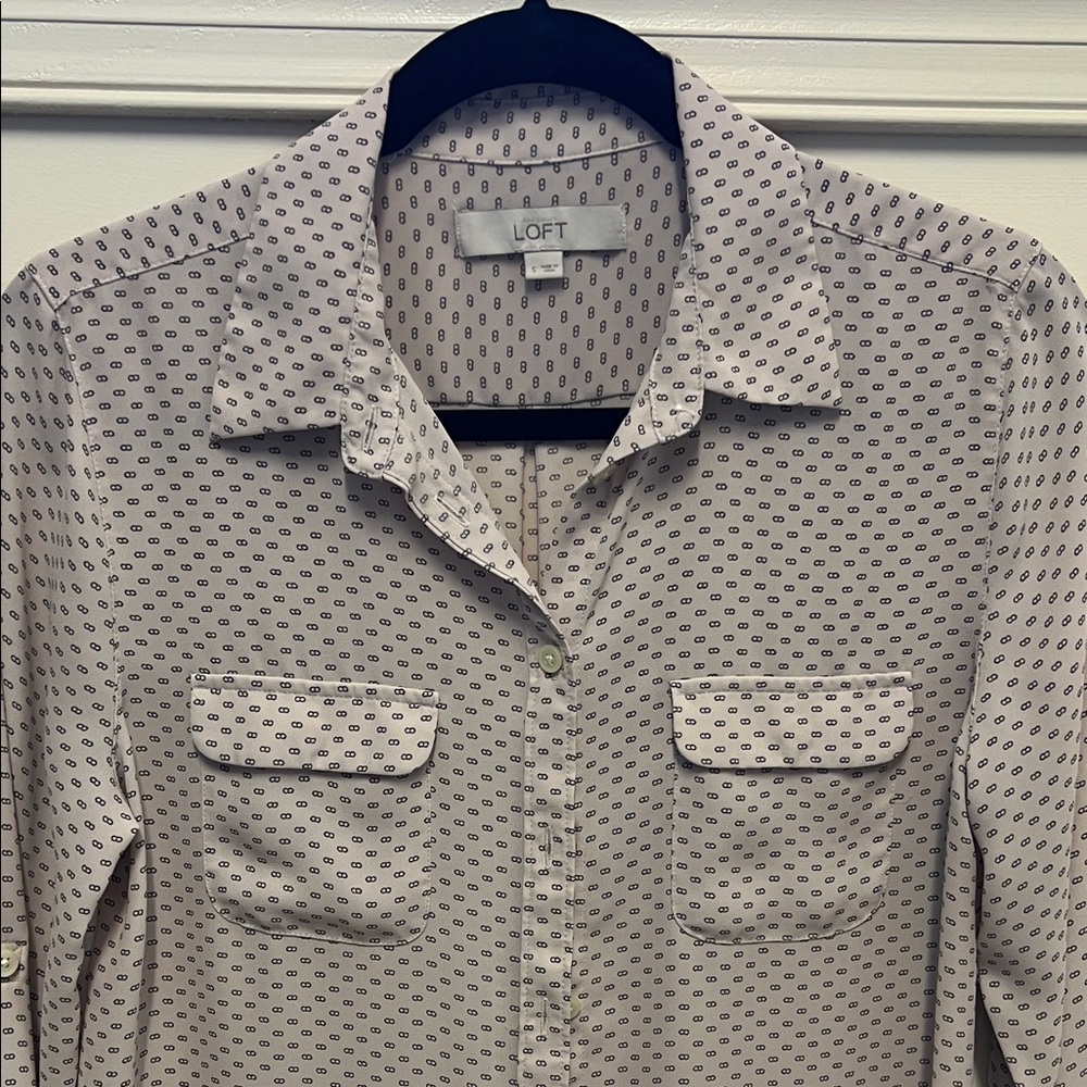 LOFT Beige Patterned Blouse